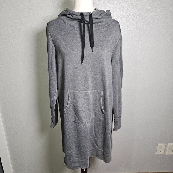 Gaiam Long Line Grey Hoodie Sweatshirt Dress PTP 22 Length 32.5 XL - Picture 1 of 9